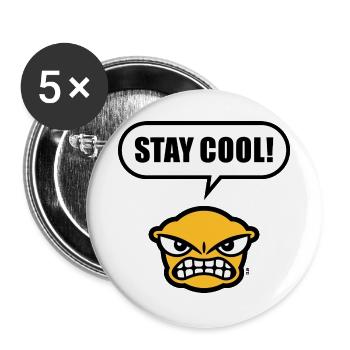 Stay Cool! (Ruhe Bewahren! / Lustig / POS 3C Gold) - Buttons groß 56 mm (5er Pack) - Weiß - Vorne