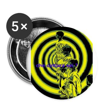 Spirals Neonfiguren-Silhouette - Buttons groß 56 mm (5er Pack) - Weiß - Vorne