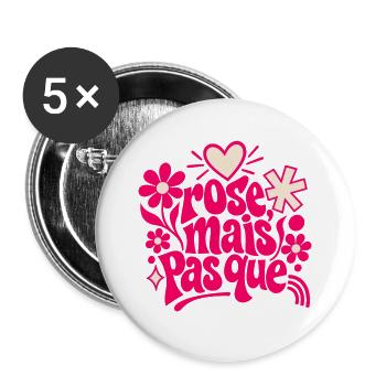 Saugenhaftes Pink - Buttons groß 56 mm (5er Pack) - Weiß - Vorne