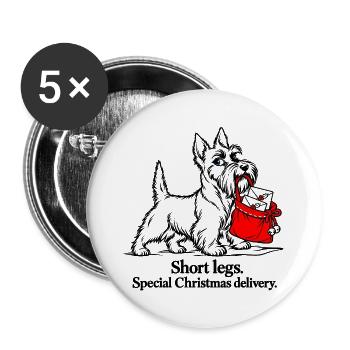 Scottish Terrier liefert Weihnachtsbriefe - Buttons groß 56 mm (5er Pack) - Weiß - Vorne