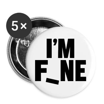 Mir geht's gut, lustiger fallender Buchstaben-Design - Buttons groß 56 mm (5er Pack) - Weiß - Vorne