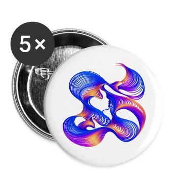 Abstraktes Frauengesicht, bunte, fließende Linien - Buttons groß 56 mm (5er Pack) - Weiß - Vorne