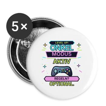 Onkel Modus Aktiv Neon Gaming - Buttons groß 56 mm (5er Pack) - Weiß - Vorne