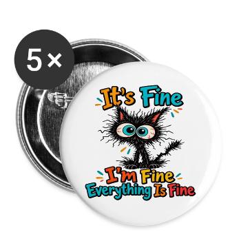 Katze – Alles ist in Ordnung - Buttons groß 56 mm (5er Pack) - Weiß - Vorne