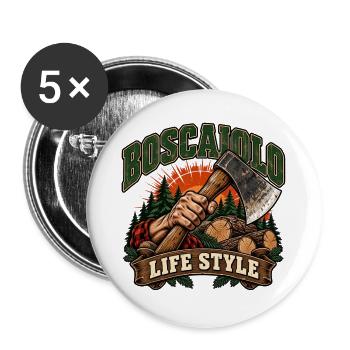 Holzfäller-Lebensstil Rustikaler Wald - Buttons groß 56 mm (5er Pack) - Weiß - Vorne