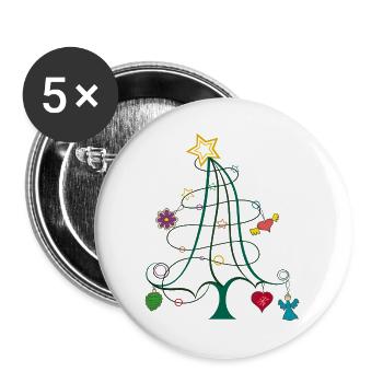 Tannenbaum, Christmas - Buttons groß 56 mm (5er Pack) - Weiß - Vorne