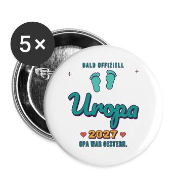 Uropa 2027 – Opa war gestern - Buttons groß 56 mm (5er Pack) - Weiß - Vorne