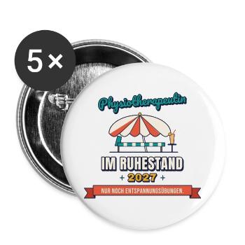 Physiotherapeutin Rente 2027 – Entspannungsübungen - Buttons groß 56 mm (5er Pack) - Weiß - Vorne