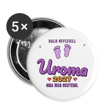 Uroma 2027 – Oma war gestern - Buttons groß 56 mm (5er Pack) - Weiß - Vorne