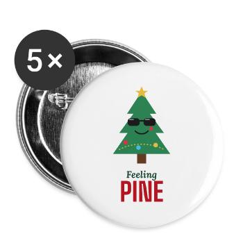 Feeling Pine Cute Weihnachtsbaum-Wortspiel-Pullover - Buttons groß 56 mm (5er Pack) - Weiß - Vorne