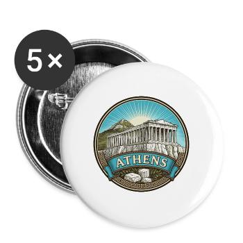 Athen Griechenland Reiseabzeichen Parthenon Souvenir - Buttons groß 56 mm (5er Pack) - Weiß - Vorne