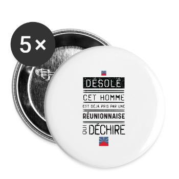 Tut mir leid, dass dieser Mann schon mit einer Besprechung beschäftigt ist... - Buttons groß 56 mm (5er Pack) - Weiß - Vorne