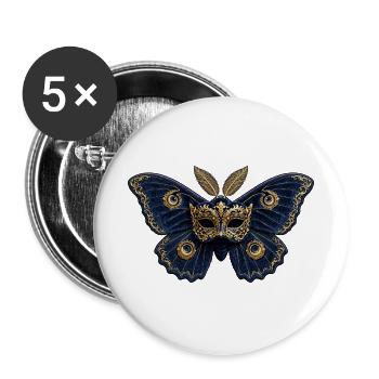 Goldener Venezianer Schmetterling - Buttons groß 56 mm (5er Pack) - Weiß - Vorne
