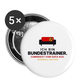 Sofa-Bundestrainer Handball - Buttons groß 56 mm (5er Pack) - Weiß - Vorne