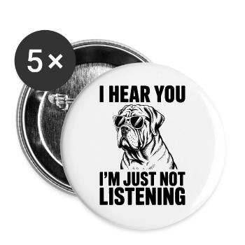 Mastiff Sprüche Hunde Lustiges Mastiff Geschenk - Buttons groß 56 mm (5er Pack) - Weiß - Vorne