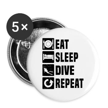 Geschenkidee für die Freediverin mit Gerätetauchen - Buttons groß 56 mm (5er Pack) - Weiß - Vorne