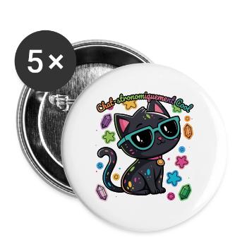 Regenbogen-Astronomen-Katzen-Humor - Buttons groß 56 mm (5er Pack) - Weiß - Vorne