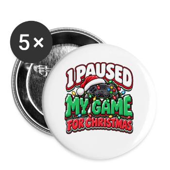 Pause für Weihnachten Gaming - Buttons groß 56 mm (5er Pack) - Weiß - Vorne