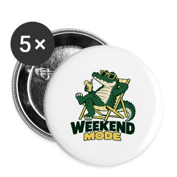 Alligator im Weekend Modus Strandlook - Buttons groß 56 mm (5er Pack) - Weiß - Vorne
