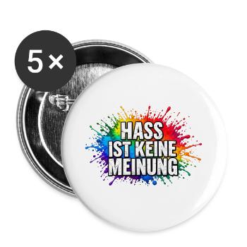Hass ist keine Meinung Farbexplosion - Buttons groß 56 mm (5er Pack) - Weiß - Vorne