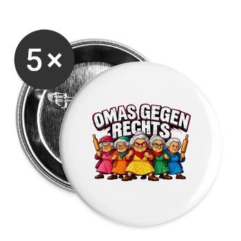 Omas Gegen Rechts Karikatur - Buttons groß 56 mm (5er Pack) - Weiß - Vorne