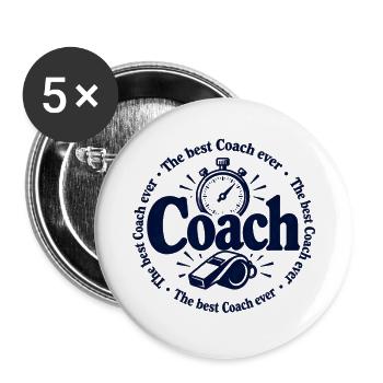 Coach - Trainer - Training - Sport - Gym - Sportle - Buttons groß 56 mm (5er Pack) - Weiß - Vorne