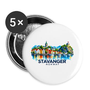 Stavanger - Norway - Norge - Norwegen - Skandinavi - Buttons groß 56 mm (5er Pack) - Weiß - Vorne