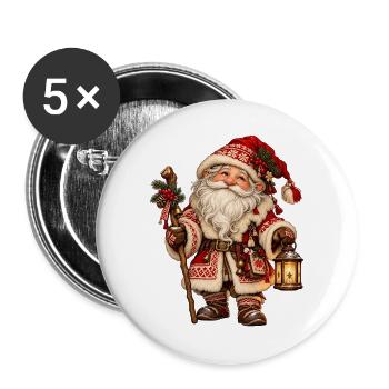 Weihnachts-Domovoi-Slawisches Hausgeist-Design - Buttons groß 56 mm (5er Pack) - Weiß - Vorne