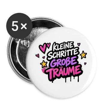 Kleine Schritte Große Träume Neon - Buttons groß 56 mm (5er Pack) - Weiß - Vorne