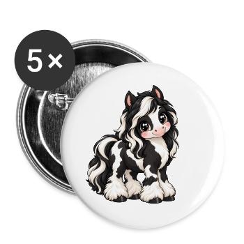 Tinker Irish Cob im Kawaii-Stil - Buttons groß 56 mm (5er Pack) - Weiß - Vorne
