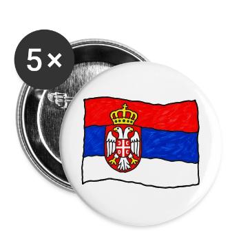 Serbische Flagge als Kinderzeichnung - Buttons groß 56 mm (5er Pack) - Weiß - Vorne