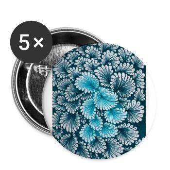 Meeresblüten Muster in Blau - Buttons groß 56 mm (5er Pack) - Weiß - Vorne