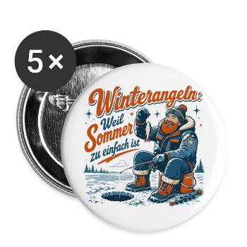 Winterangel Retro Motiv - Buttons groß 56 mm (5er Pack) - Weiß - Vorne