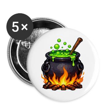 Kessel des Zaubertranks - Buttons groß 56 mm (5er Pack) - Weiß - Vorne