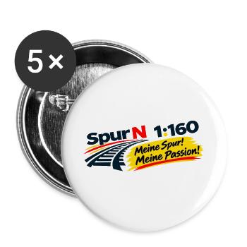 Spur N 1:160 / Meine Spur! - Meine Passion! - Buttons groß 56 mm (5er Pack) - Weiß - Vorne