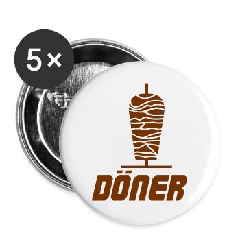Döner Spieß Illustration - Buttons groß 56 mm (5er Pack) - Weiß - Vorne