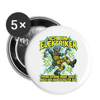 Elektriker-Zombie tanzt ohne Musik - Buttons groß 56 mm (5er Pack) - Weiß - Vorne