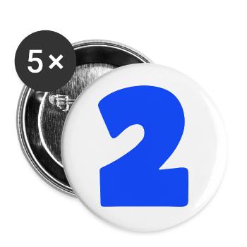 Blaues Zwei-Motiv Bold - Buttons groß 56 mm (5er Pack) - Weiß - Vorne