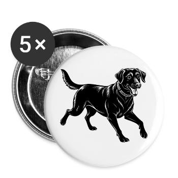 Labrador Retriever Hundelauf - Buttons groß 56 mm (5er Pack) - Weiß - Vorne