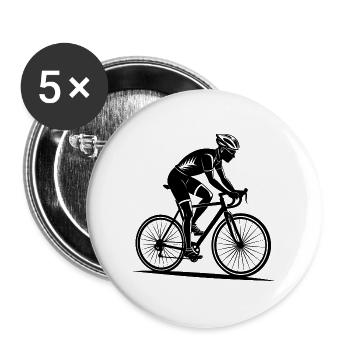 Radradrennen - Buttons groß 56 mm (5er Pack) - Weiß - Vorne
