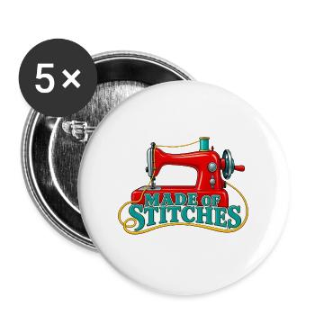 Aus Stichen gemacht: Nähen - Buttons groß 56 mm (5er Pack) - Weiß - Vorne