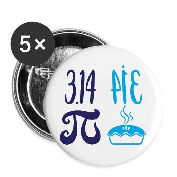 Pi und Kuchen: Mathematik-Witz - Buttons groß 56 mm (5er Pack) - Weiß - Vorne