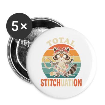 Total Stitchuation Funny Stitchlepoint - Buttons groß 56 mm (5er Pack) - Weiß - Vorne