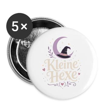 Kleine Hexe Halloween Kostüm Kinder - Buttons groß 56 mm (5er Pack) - Weiß - Vorne