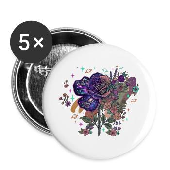 Kosmischer Rosennebelstrauß - Buttons groß 56 mm (5er Pack) - Weiß - Vorne