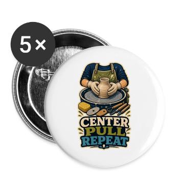 CENTER PULL REPEAT - Buttons groß 56 mm (5er Pack) - Weiß - Vorne