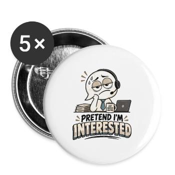 Nur noch ein Meeting: Desinteresse Cartoon - Buttons groß 56 mm (5er Pack) - Weiß - Vorne
