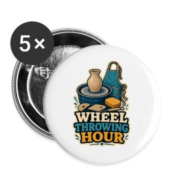 WHEEL THROWING HOUR - Buttons groß 56 mm (5er Pack) - Weiß - Vorne