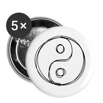 Yin und Yang handgezeichnet - Buttons groß 56 mm (5er Pack) - Weiß - Vorne