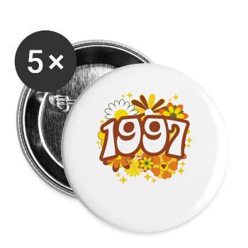 1997 30-jähriges Jubiläum Vintage Woman Flowers - Buttons groß 56 mm (5er Pack) - Weiß - Vorne